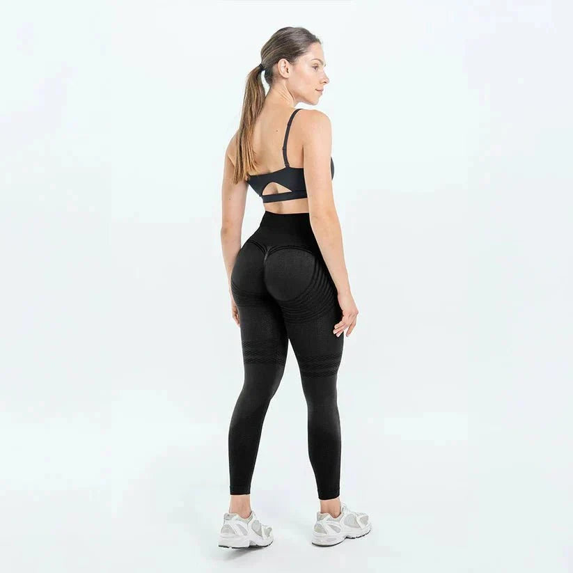 Sorte 3D-leggings – den formende søm bagpå