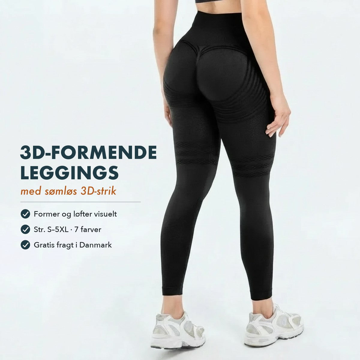 3D-formende leggings med sømløs 3D-strik, str. S–5XL i 7 farver